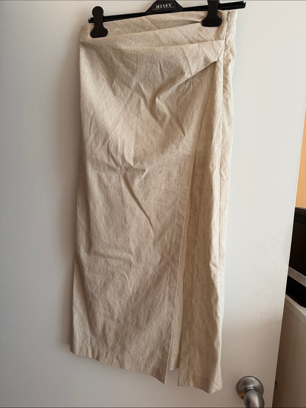 Zara Natural Beige Wrap Midi Skirt